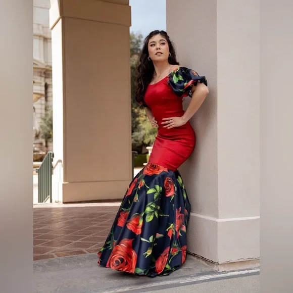 Mexican Dress | Color: Black/Red | Size: XXL | Costurera's Closet